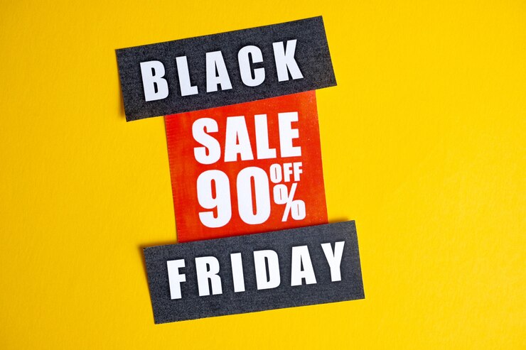 Photo sale sticker on yellow background.