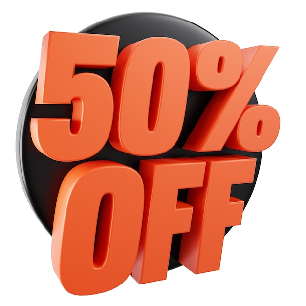 Sale tag 50 percent off isolated 3d illustration