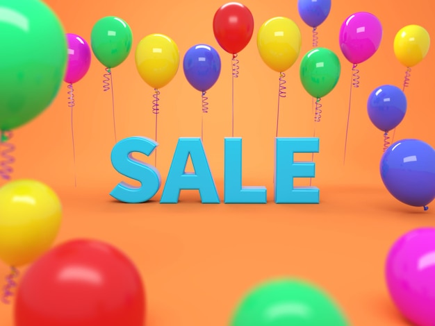 Photo sale template with balloons 3d rendering image