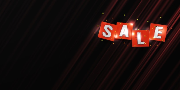 SALE text on black background 3d illustration