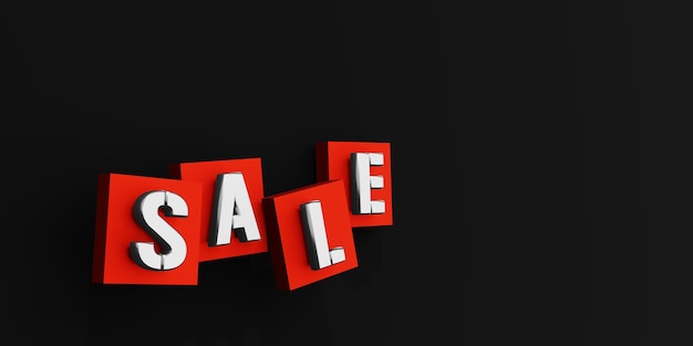 SALE text on black background 3d illustration