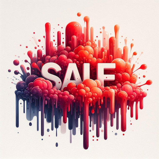 sale in watercolor splash in white background