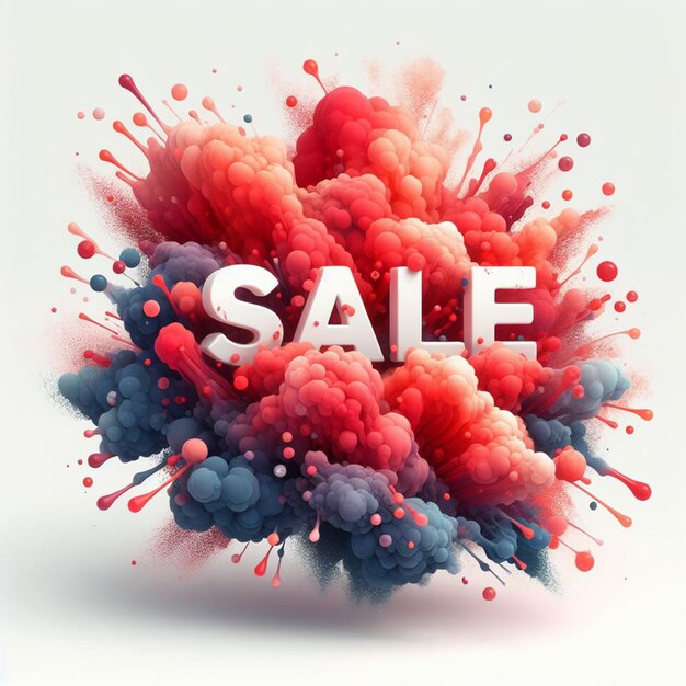 sale in watercolor splash in white background