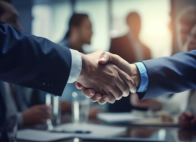 Sales business cooperation handshake reach an agreement