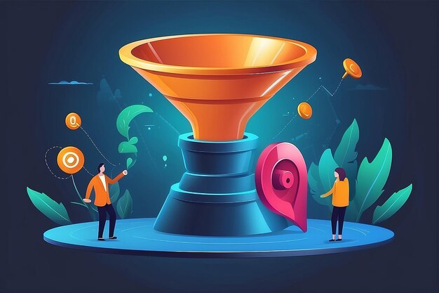 Sales funnel and lead generation Marketing strategy Sales pipeline management representation of sales prospects customer prospects lifecycle concept