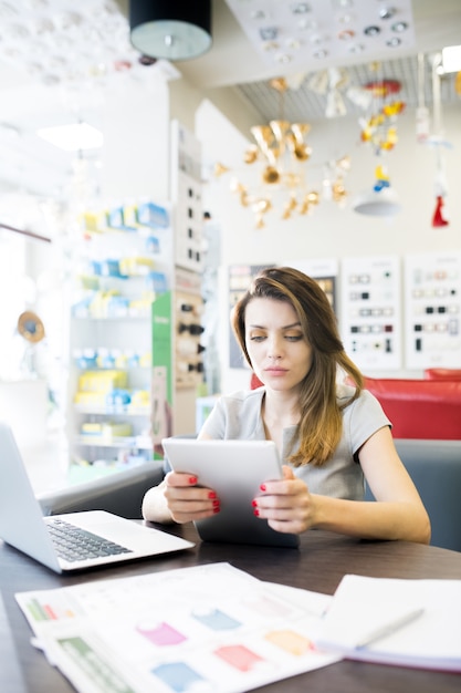 Sales Manager Working  in Shop