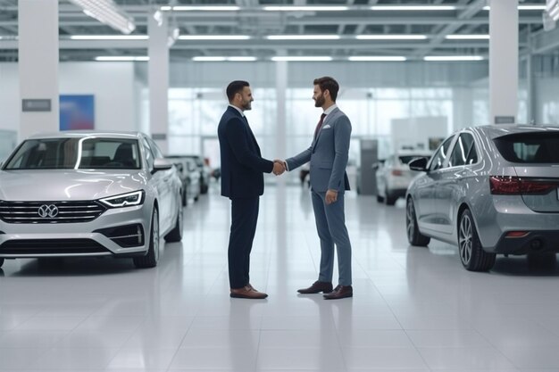 Salesman man automobile buyer auto dealer car happy business vehicle dealership Generative AI