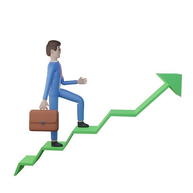 Salesman profit growth 3D Illustration