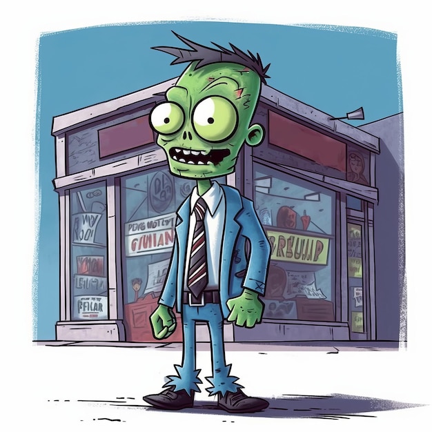 Salesperson Mini Zombie Style Cartoon