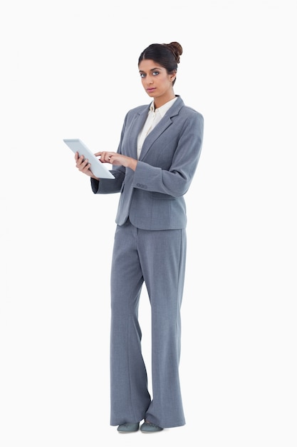 Saleswoman using tablet