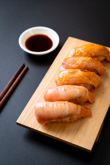 salmon burned sushi