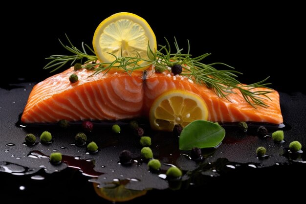 Photo a salmon fillet covered in lemon and herbs