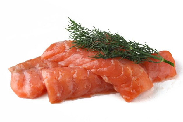 Salmon fillet isolated and dill salmon fillet white background