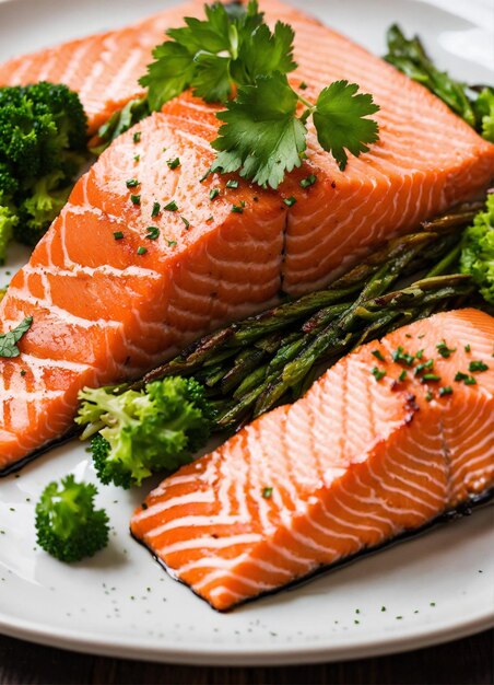 Photo salmon fillet on a plate