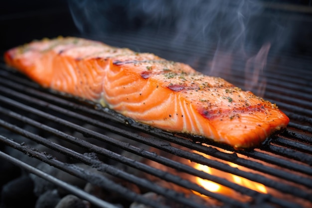 Salmon fillet on a smoker grill