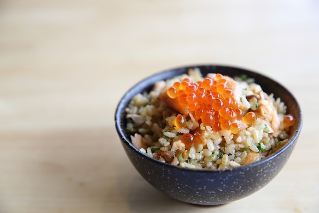 Salmon fish and egg fried rice