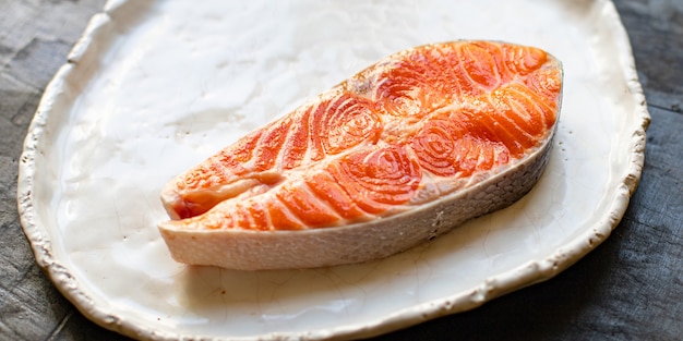 Salmon fish fresh seafood piece natural product portion