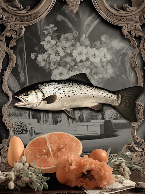 Salmon fish still life