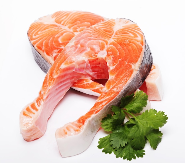 Salmon Fresh raw salmon red fish steak