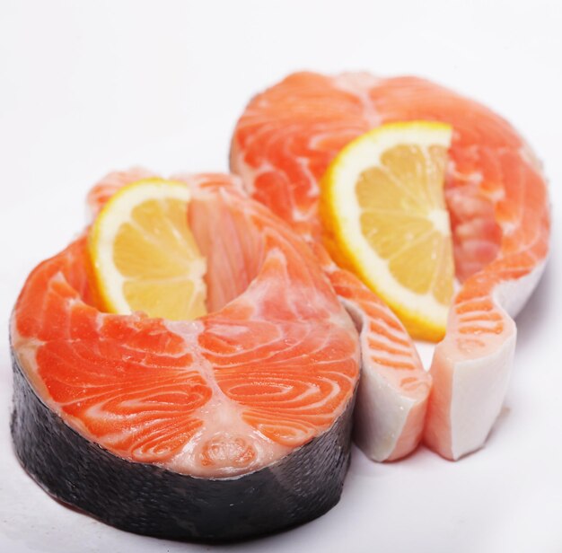 Salmon Fresh raw salmon red fish steak