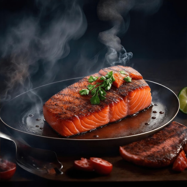 A salmon juicy BBQ with smoke