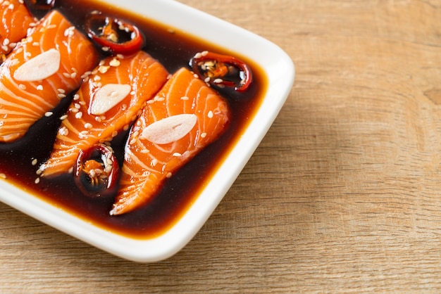 Фото Сёю в маринаде из лосося или маринованный соевый соус из лосося по-корейски