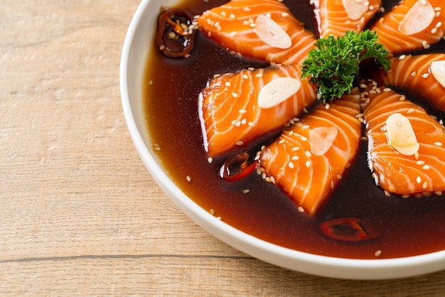 Salmon marinated Shoyu or Salmon Pickled Soy Sauce