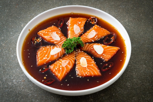 Salmon marinated Shoyu or Salmon Pickled Soy Sauce