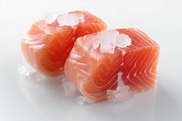 Salmon Meat on White Background