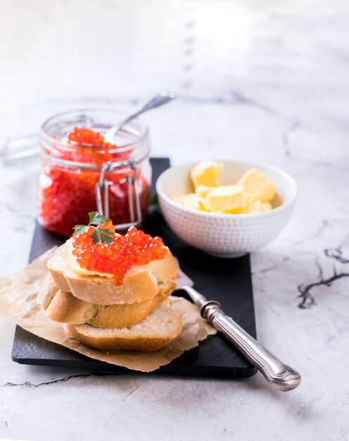 Salmon Red Caviar. Summer Snack.Party food.