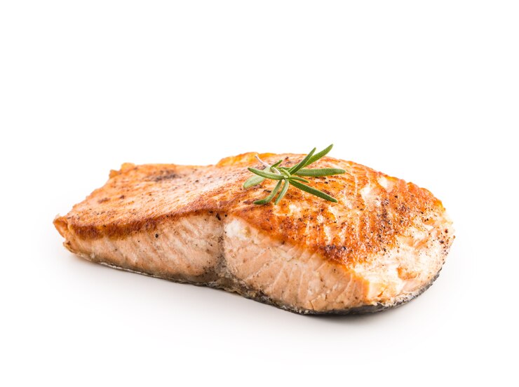 Photo salmon. salmon roast steakisolated on white background.
