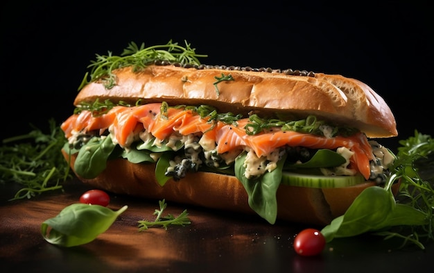 Salmon Sandwich Delight Generative AI