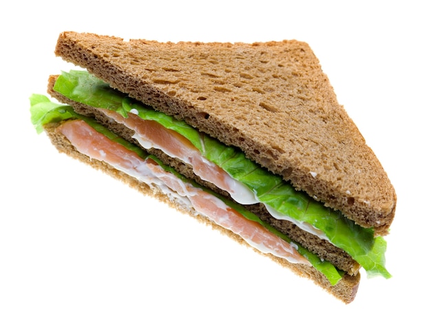 Salmon  sandwiches. isolated on a white background.