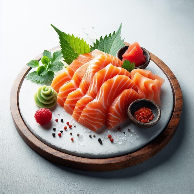 Foto salmone sashimi al centro nient'altro