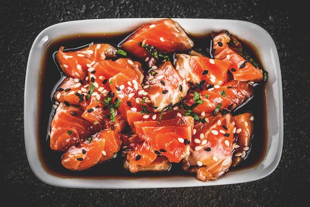 Salmon Sashimi with Sesame Seeds