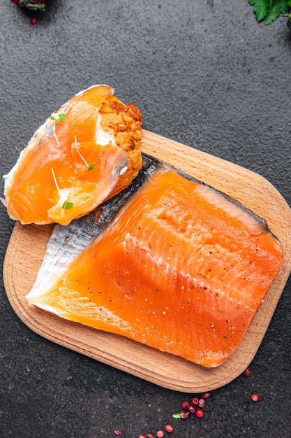 Salmon slightly salted ready to eat fresh portion dietary healthy meal food diet still life snack