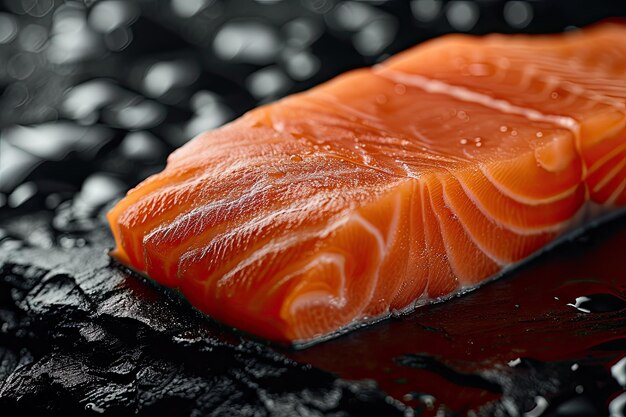 salmon steak on the bonesalmon steak on salt stone table