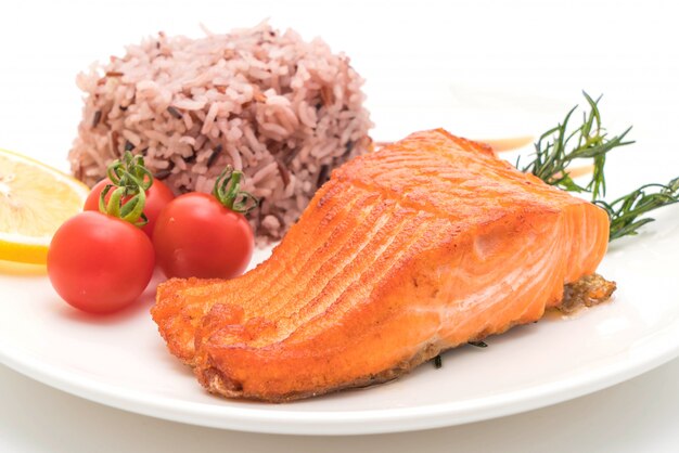 Salmon Steak with Berry Rice