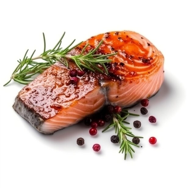 Salmon steak with herbs