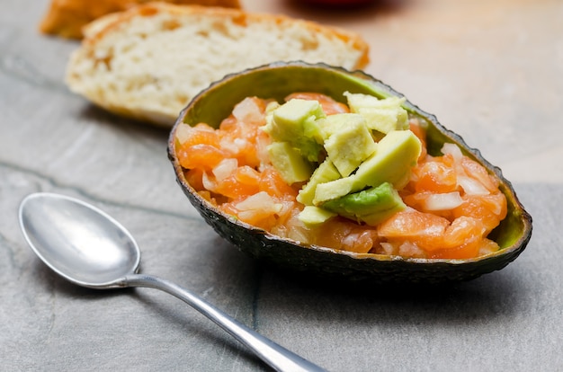 Salmon tartare in avocado