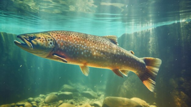 Foto la trota salmone vive sott'acqua