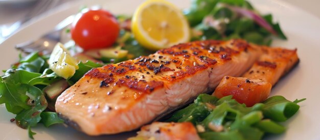 salmon with side of greens