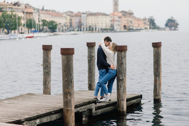 Salo, Italy. Romantic young couple