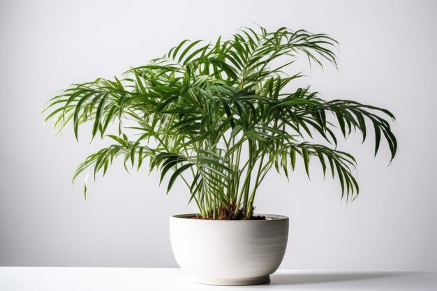 Salon Palm Chamaedorea Elegans In Een Witte Pot Op Een Witte Achtergrond Generatieve AI