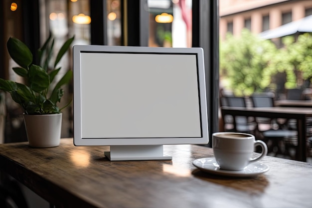 Salontafel met whitescreen computer