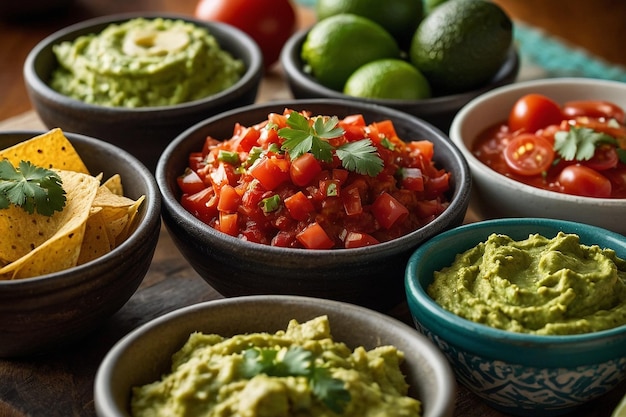 Salsa and Guacamole Party Spread