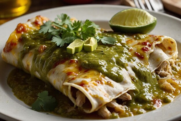 Foto enchilade di pollo salsa verde