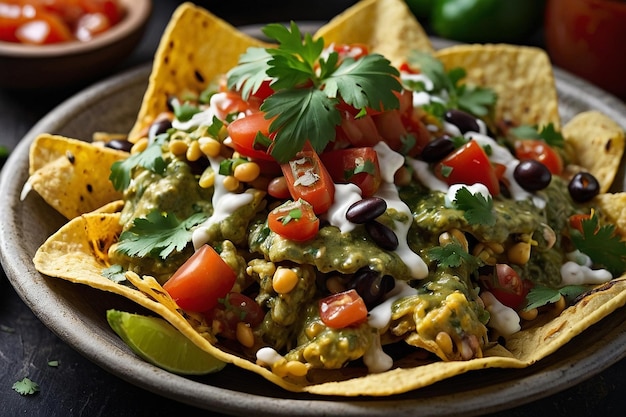 Salsa Verde Chicken Nachos with Beans