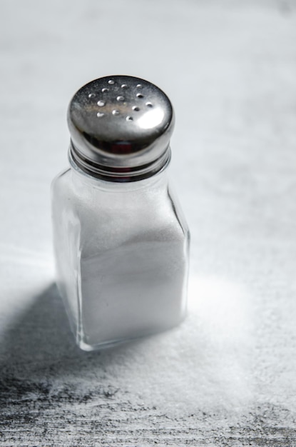 Photo salt background on a white table