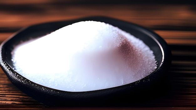 Salt on a black wooden table